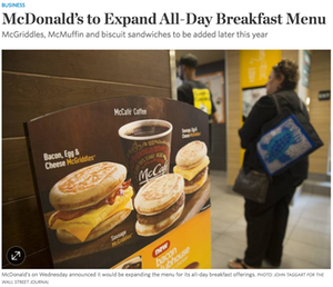 McDonald's All-Day Breakfast Menu