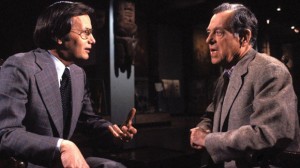 Bill Moyers interviewing Joseph Campbell for The Power of Myth, a TV documentary that aired in 1988. 