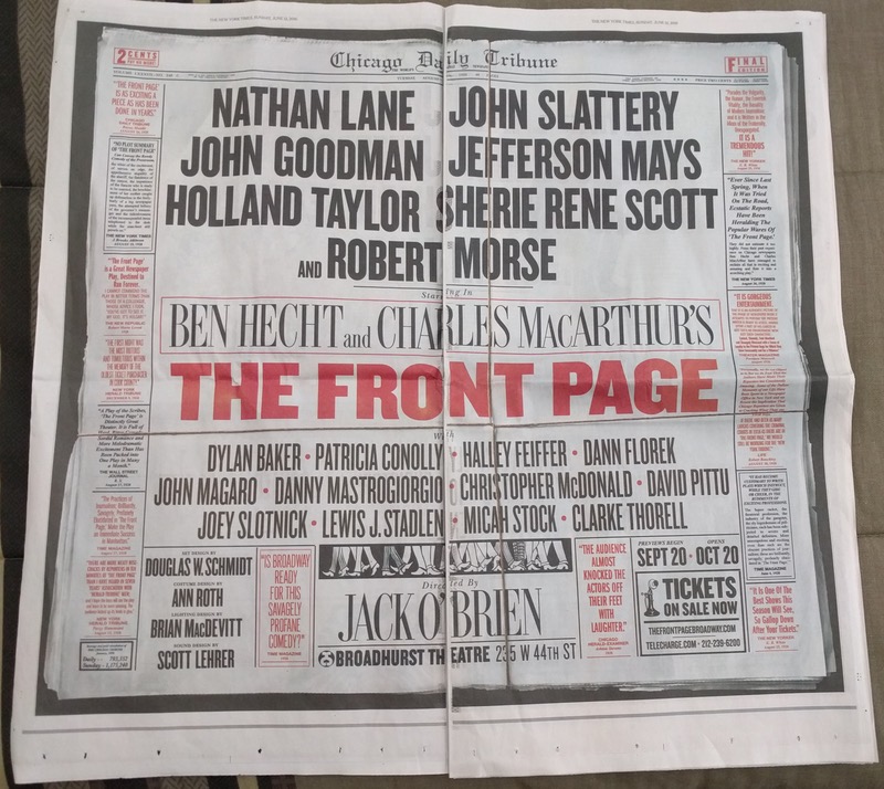 Front Page revival Broadway