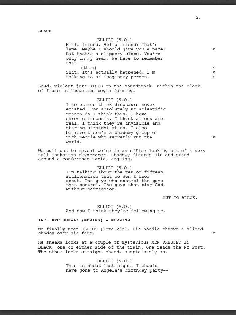 Sample page from Mr. Robot pilot.